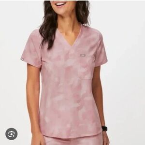 Figs Marbled Pink Rose Scrubs Jogger Set